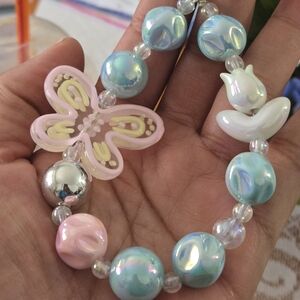 Pastel Beaded Phone Chain with Butterfly Charm